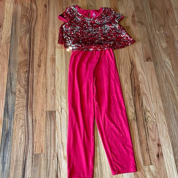 sequins popover holiday jumpsuit - Picture 1 of 10